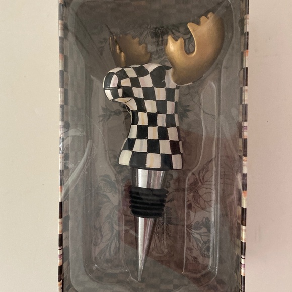 MacKenzie-Childs Courtly Check Moose Bottle Stopper 37691-008/SEALED NEW IN BOX! - Picture 1 of 4